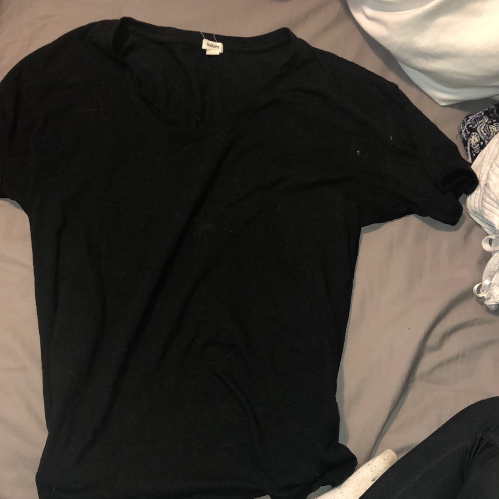 V neck black t shirt